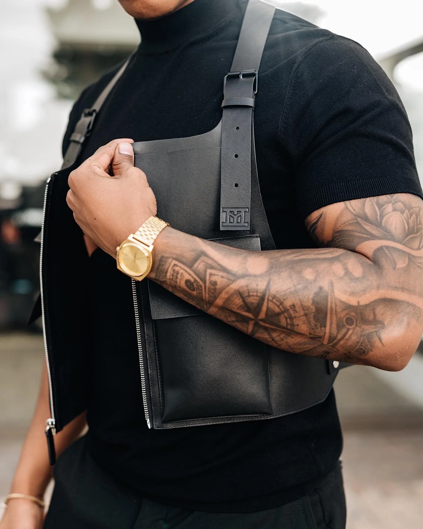 Frontpack Vest Smooth Black — Lidia May | Ethical Luxury Leather Goods